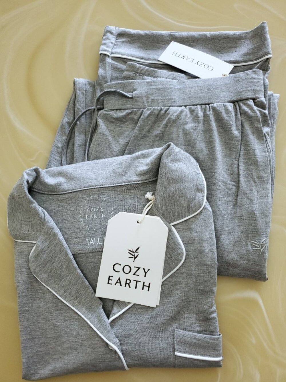 Cozy Earth Bamboo Stretch-Knit Long Sleeve Grey Pajama Set Medium Tall - NWT - Picture 15 of 15